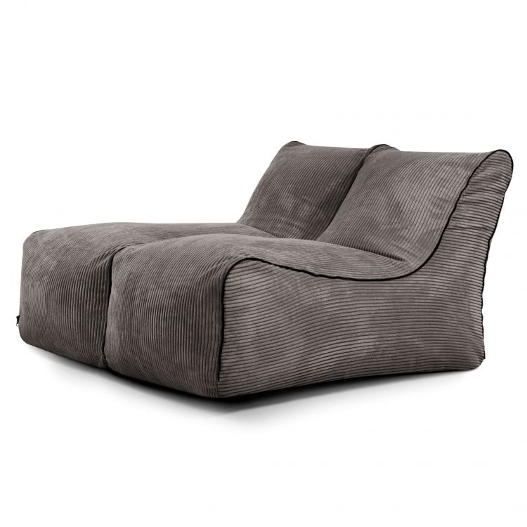 Ein Satz Sitzsäcke Set Lounge Zip 2 Seater Waves Dunkelgrau
