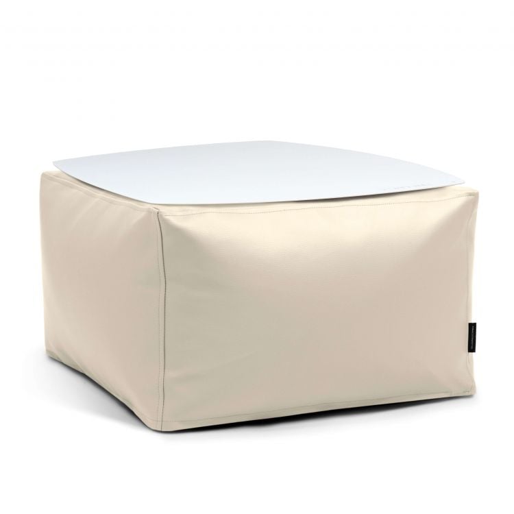 Galdiņš Soft Table 60 Metal White Artificial Leather Outside Beige