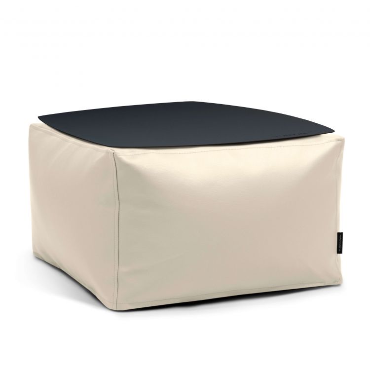 Galdiņš Soft Table 60 Metal Black Artificial Leather Outside Beige