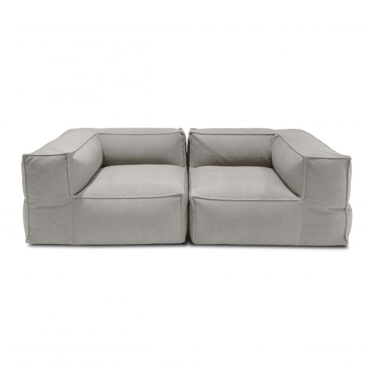 Sėdmaišių komplektas Sofa Mass 2 seater Teddy Baltai pilka