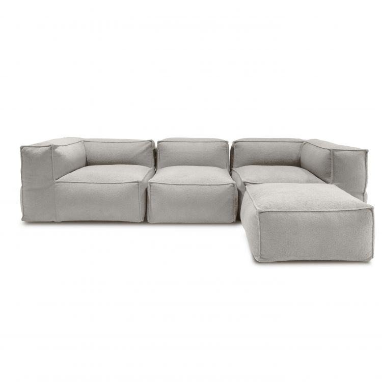 Sėdmaišių komplektas Sofa Mass 3 seater L Pouf Teddy Baltai pilka