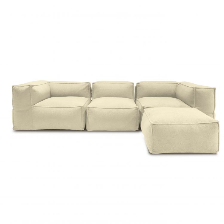 Set Sofa Mass 3 seater L Pouf Teddy Creme