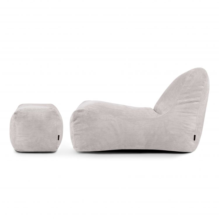 Sėdmaišių komplektas Lounge+ Teddy Baltai pilka